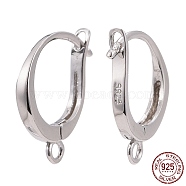 Rhodium Plated 925 Sterling Silver Leverback Earring Findings, wit Loop, Platinum, 14x10x2mm, Hole: 1.4mm, Pin: 0.7mm(STER-I017-087P)