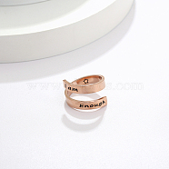 Stainless Steel Cuff Rings, Word, Rose Gold, 4mm(OY5458-2)