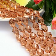 Faceted Polyhedron Imitation Austrian Crystal Bead Strands, Grade AAA, Sandy Brown, 11x8mm, Hole: 0.9~1mm, about 37pcs/strand, 15.7 inch(G-M190-11x8mm-18A)