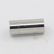 Smooth 304 Stainless Steel Magnetic Clasps with Glue-in Ends, Column, Stainless Steel Color, 19mm, Hole: 6mm(STAS-K007-31)