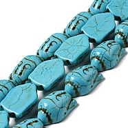 Synthetic Turquoise Beads Strands, Dyed, Buddha, Turquoise, 29x20x13mm, Hole: 1mm, about 90pcs/1000g(TURQ-G119-20x29mm-08)