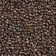 12/0 Metallic Colours Round Glass Seed Beads, Camel, 2mm, Hole: 1mm, about 3304pcs/50g(X-SEED-A009-2mm-601)
