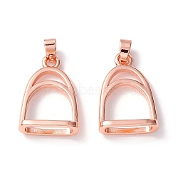 Brass Pendants, Long-Lasting Plated, Cadmium Free & Nickel Free & Lead Free, Stirrup Charms, Real Rose Gold Plated, 25x17x7mm, Hole: 4mm(K262-07RG)