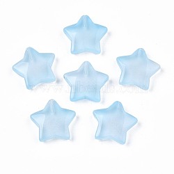 Transparent Spray Painted Glass Beads, Five-pointed Star, Aqua, 19x20x5.5mm, Hole: 1.2mm(GLAA-S054-36-B03)