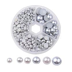 1Box ABS Plastic Imitation Pearl Dome Cabochons, Half Round, Gray, 4~12x2~6mm, about 690pcs/box(SACR-JP0001-41)