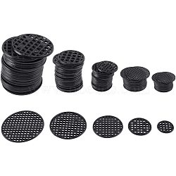 Plastic Mesh Circular Gasket, Black, 25~65x1.5mm, 200pcs/set(AJEW-GA0001-05)