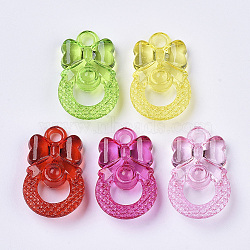 Transparent Acrylic Pendants, Dyed, Bowknot, Mixed Color, 28.5x17.5x9mm, Hole: 3mm(X-TACR-T015-060)