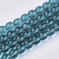 Glass Beads Strands, Round, Dark Turquoise, 6mm, Hole: 1mm, about 50pcs/strand, 13 inch(X-GR6mm52Y)