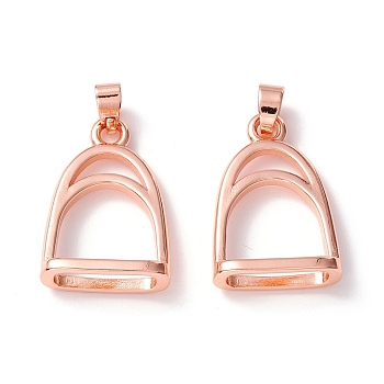Brass Pendants, Long-Lasting Plated, Cadmium Free & Nickel Free & Lead Free, Stirrup Charms, Real Rose Gold Plated, 25x17x7mm, Hole: 4mm