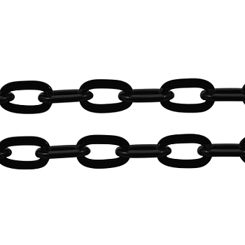 Aluminium Cable Chains, Unwelded, Oval, Black, about 9x15x1.8mm