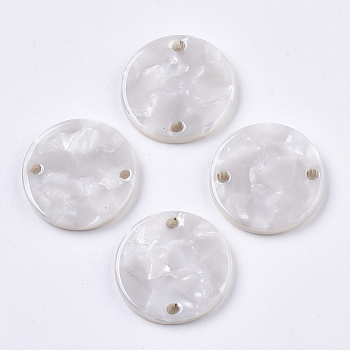 Cellulose Acetate(Resin) Links Connectors, Flat Round, Gainsboro, 17.5x2.5mm, Hole: 1.5mm