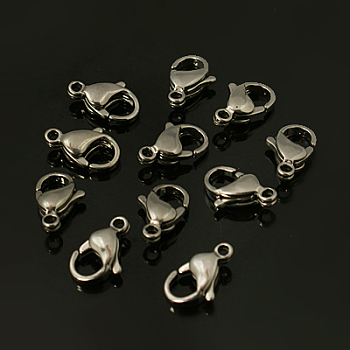304 Stainless Steel Lobster Claw Clasps, Parrot Trigger Clasps, Stainless Steel Color, 16x10.5x4.7mm, Hole: 1.8mm