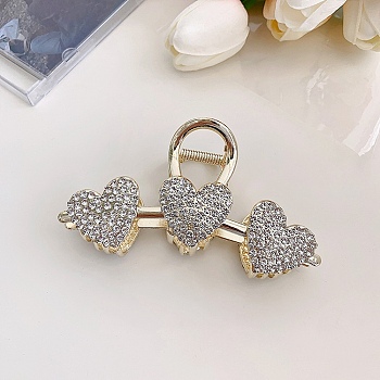Heart Alloy Rhinestone Large Claw Hair Clips, for Women Girls Thick Hair, Crystal, 105mm