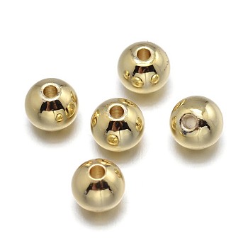 Brass Beads, Lead Free & Nickel Free & Cadmium Free, Solid Round, Real 18K Gold Plated, 5mm, Hole: 2mm