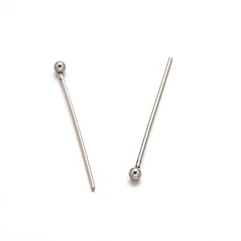 304 Stainless Steel Ball Head Pins, Stainless Steel Color, 25x0.8mm, 20 Gauge, Head: 2mm