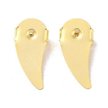 Brass Studs Earrings Findings, Wings, Real 24K Gold Plated, 18x8.5x0.4mm, Hole: 1mm