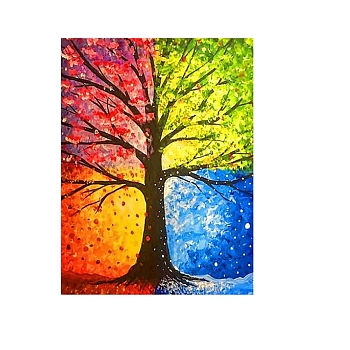 DIY Diamond Painting Tree of Life Pattern Kit, Including Resin Rhinestones Bag, Diamond Sticky Pen, Tray Plate and Glue Clay, Colorful, 400x300mm