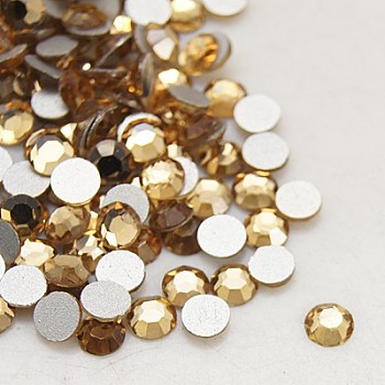Glass Flat Back Rhinestone, Grade A, Back Plated, Faceted, Half Round, Light Colorado Topaz, 3.8~4mm, about 1440pcs/bag