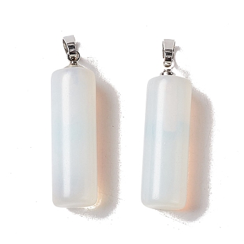 Opalite Pendants, with Platinum Tone Brass Findings, Column Charm, 27x8mm, Hole: 6x3.2mm