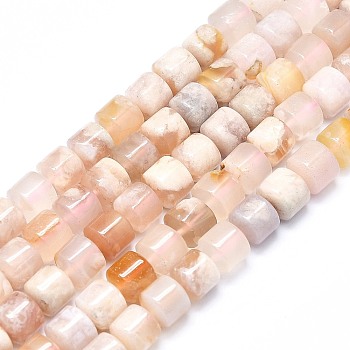 Natural Cherry Blossom Agate Beads Strands, Column, 8x8mm, Hole: 1mm, about 48pcs/strand, 15.35 inch(39cm)