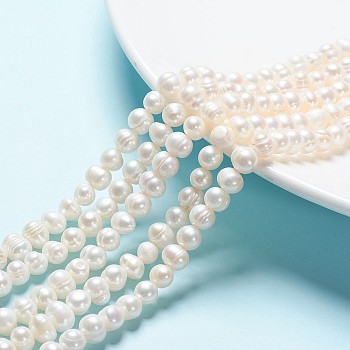 Natural Cultured Freshwater Pearl Beads Strands, Idea for Mother's Day Gift, Potato, White, 7~8mm, Hole: 0.8mm, about 48~50pcs/strand, 14.17 inch(36cm)