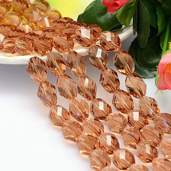 Faceted Polyhedron Imitation Austrian Crystal Bead Strands, Grade AAA, Sandy Brown, 11x8mm, Hole: 0.9~1mm, about 37pcs/strand, 15.7 inch