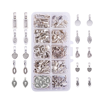 Tibetan Style Alloy Glue-on Flat Pad Bails for Pendant Making, Antique Silver, 13.5x7x3cm