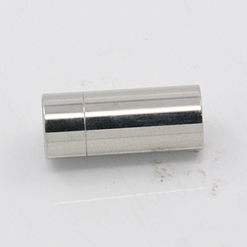 Smooth 304 Stainless Steel Magnetic Clasps with Glue-in Ends, Column, Stainless Steel Color, 19mm, Hole: 6mm
