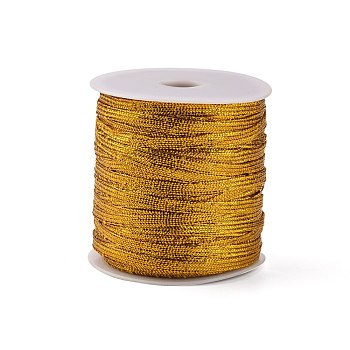 PandaHall Elite Polyester Metallic Cord, Flat, Gold, 5x0.5mm, 98~100m/set