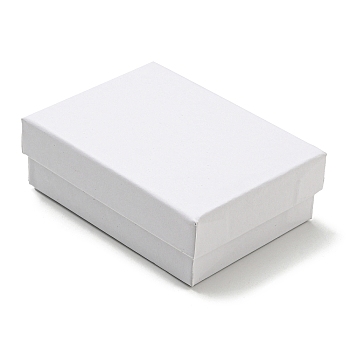 Cardboard Jewelry Packaging Boxes, with Sponge Inside, for Rings, Small Watches, Necklaces, Earrings, Bracelet, Rectangle, White, 8.9x6.85x3.1cm