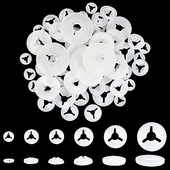 180Pcs 6 Styles Plastic Doll Eye Round Gaskets, Animal Doll Safety Eye Washers for DIY Craft Doll Making, White, 8.5~24x1~6mm, Hole: 2.5~6mm, 30pcs/style
