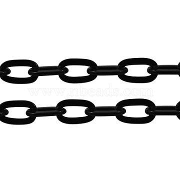 Aluminium Cable Chains, Unwelded, Oval, Black, about 9x15x1.8mm(X-CHT003Y-16)
