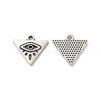 Tibetan Style Alloy Pendants,  Triangle with Eye Charm, Antique Silver, 14.5x16x2mm, Hole: 1.5mm, about 500pcs/500g(TIBE-B001-65AS)