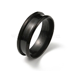 201 Stainless Steel Grooved Finger Ring Settings, Ring Core Blank, for Inlay Ring Jewelry Making, Black, Inner Diameter: 21.2~23mm(RJEW-WH0010-08F-EB-1)