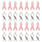100Pcs 2 Style Alloy & Enamel Pendants, Awareness Ribbon, Antique Silver & Platinum, 19x8x1mm and 19x7.5x4mm, Hole: 2mm, 50Pcs/style(DIY-SC0021-39)