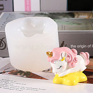 Unicorn Figurine Display Decoration DIY Silicone Molds, Resin Casting Molds, for UV Resin, Epoxy Resin Craft Making, White, 47x62x49mm(UNIC-PW0001-068D)