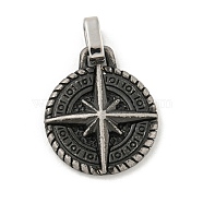 304 Stainless Steel Pendants, Flat Round with Star Charm, Gunmetal, 22x18x4mm, Hole: 3.5x4mm(STAS-F307-07B)