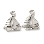 Non-Tarnish 304 Stainless Steel Pendants, Sailboat Charms, Stainless Steel Color, 20x16x3mm, Hole: 2mm(STAS-N103-80P)