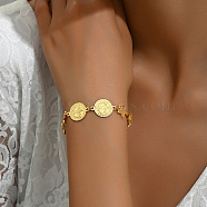 Vintage Hollow Heart & Star Real 18K Gold Plated Brass Link Bracelets for Women(ZN8264)