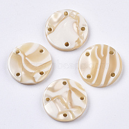 Cellulose Acetate(Resin) Chandelier Component Links, Flat Round, Navajo White, 17.5x2.5mm, Hole: 1.5mm(KY-S158-65A-B04)