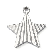 304 Stainless Steel Pendants, Star Charm, Stainless Steel Color, 20x18x1.8mm, Hole: 1.8mm(STAS-D025-04P-01)