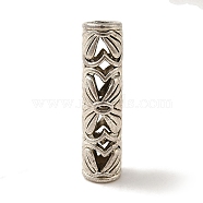 Hollow Tibetan Style Alloy Carved Flower Tube Beads, Cadmium Free & Lead Free, Antique Silver, 25.5x6mm, Hole: 3.8mm(TIBEB-L007-07AS)