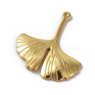 Brass Pendants, Long-Lasting Plated, Ginkgo Leaf, Golden, 29x26x1.5mm, Hole: 1mm(KK-L195-03G)