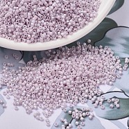 MIYUKI Delica Beads, Cylinder, Japanese Seed Beads, 11/0, (DB1504) Opaque Pale Rose AB, 1.3x1.6mm, Hole: 0.8mm, about 2000pcs/bottle, 10g/bottle(SEED-JP0008-DB1504)