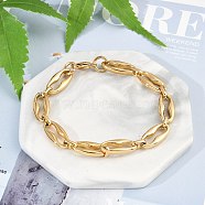 304 Stainless Steel Coffee Bean Chain Bracelets for Women Men, Ion Plating(IP), Golden, 8-1/4 inch(21cm)(BJEW-F488-45G)