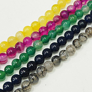 Natural Agate Strands, Dyed, Round, Mixed Color, 8mm in diameter, Hole: 1mm(G-Q402-8mm-M)
