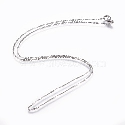 304 Stainless Steel Cable Chain Necklaces, with Lobster Claw Clasps, Stainless Steel Color, 17.71 inch(45cm)(NJEW-P248-01P)