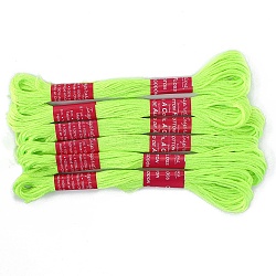 6 Skeins 6-Ply Embroidery Foss, Luminous Polyester Cord, Embroidery Thread, Lawn Green, 0.5mm, 8m/skein(LUMI-PW0004-038E)