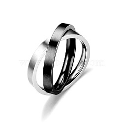 Stainless Steel Rotating Rings, Criss Cross Rings, Black, Inner Diameter: 19mm(PW-WG51090-05)