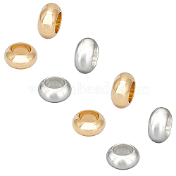 2 Colors 20Pcs 304 Stainless Steel Beads, Rondelle, Large Hole Beads, Golden & Stainless Steel Color, 10x5mm, Hole: 6mm, 10pcs/color(FIND-UN0018-32)